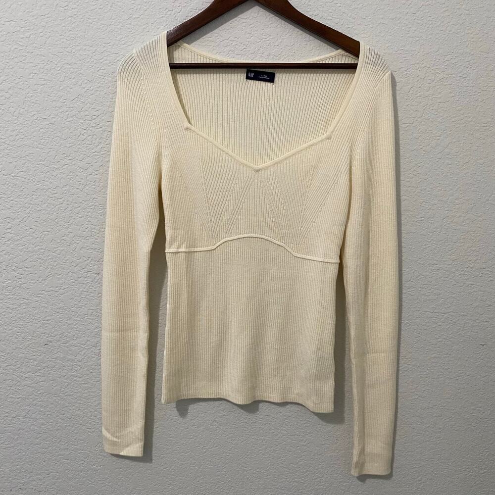Gap Sweetheart Ribbed Sweater Cream Corset Top Women’s L NWOT
